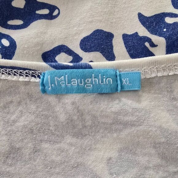 J McLaughlin Top Womens Sz XL Blue White Floral Short Sleeve Modal Stretch - Picture 5 of 7